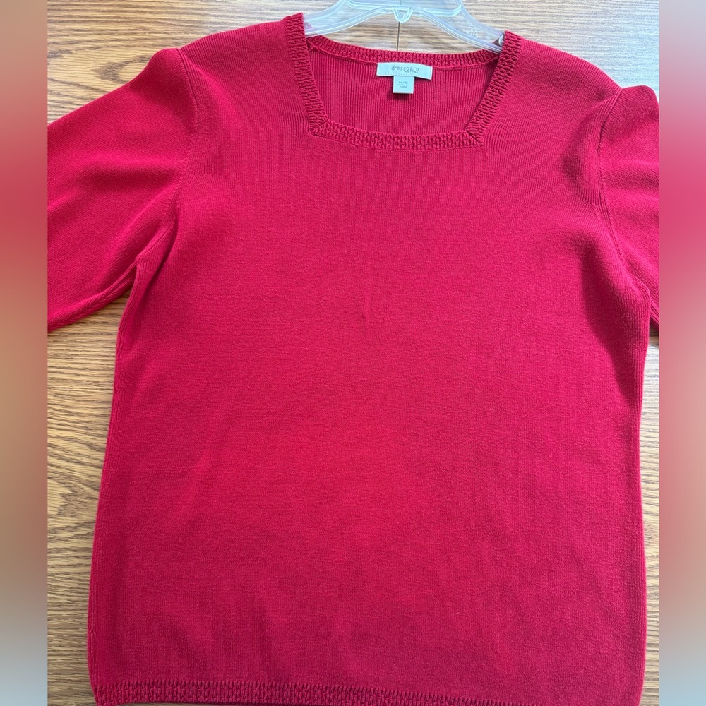 Dress Barn Scarlet Knit Top, square neck, 3/4 sleeves